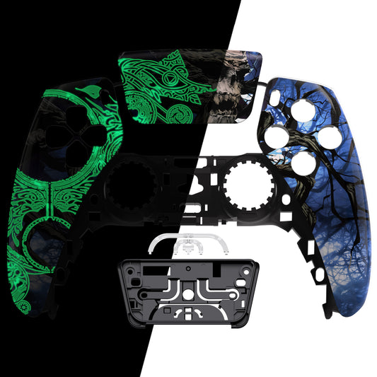 eXtremeRate Replacement Front Housing Shell with Touchpad Compatible with PS5 Controller BDM-010/020/030/040/050 - Glow in Dark - The Awakening of the Earth Lord