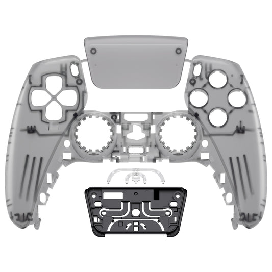 eXtremeRate Replacement Front Housing Shell with Touchpad Compatible with PS5 Controller BDM-010/020/030/040/050 - Clear Black