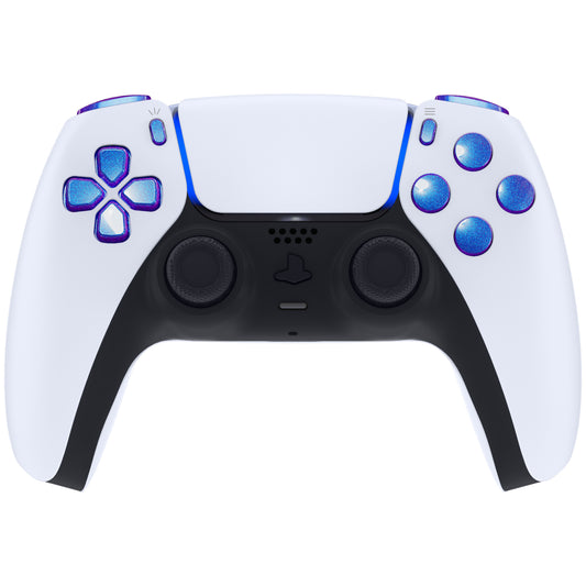 eXtremeRate Replacement Full Set Buttons Compatible with PS5 Controller BDM-010/020 - Chameleon Purple Blue