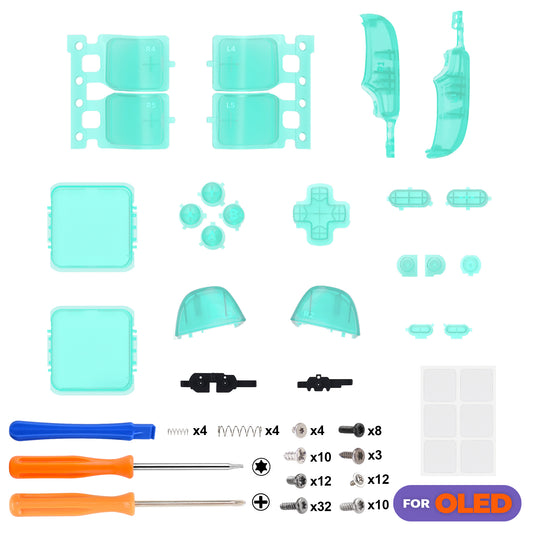eXtremeRate Replacement Full Set Buttons for Steam Deck OLED - Clear Emerald Green