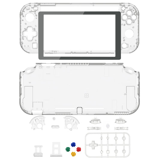 eXtremeRate Replacement Full Set Shells with Button Kit & Screen Protector for Nintendo Switch Lite - Crystal Clear