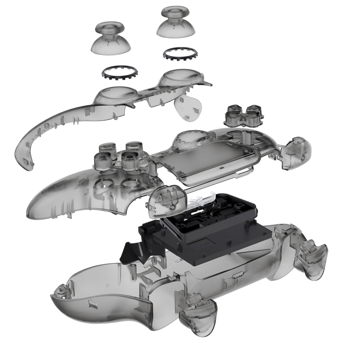 eXtremeRate Replacement Full Set Shells with Buttons Compatible with PS5 Controller BDM-030/040/050/060 - Clear Black