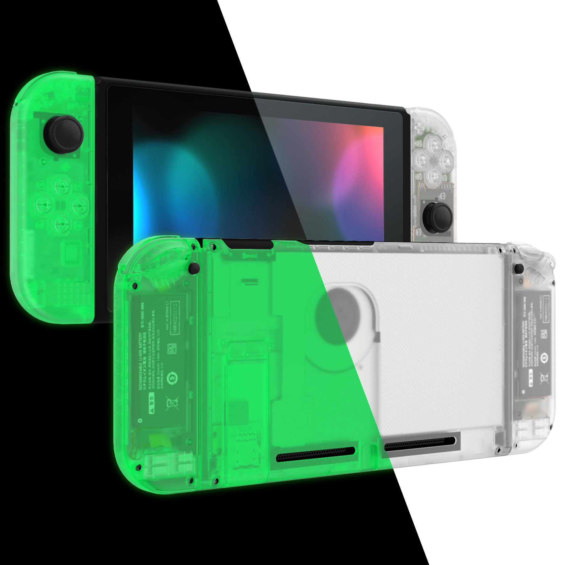 eXtremeRate Glow in Dark - Green Back Plate for Nintendo Switch
