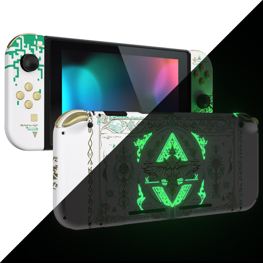 eXtremeRate Replacement Full Set Shells with Buttons for Nintendo Switch - Glow in Dark - Totem of Kingdom White