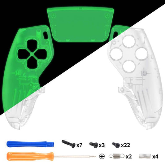 eXtremeRate Replacement Left Right Front Housing Shell with Touchpad Compatible with PS5 Edge Controller - Glow in Dark - Green