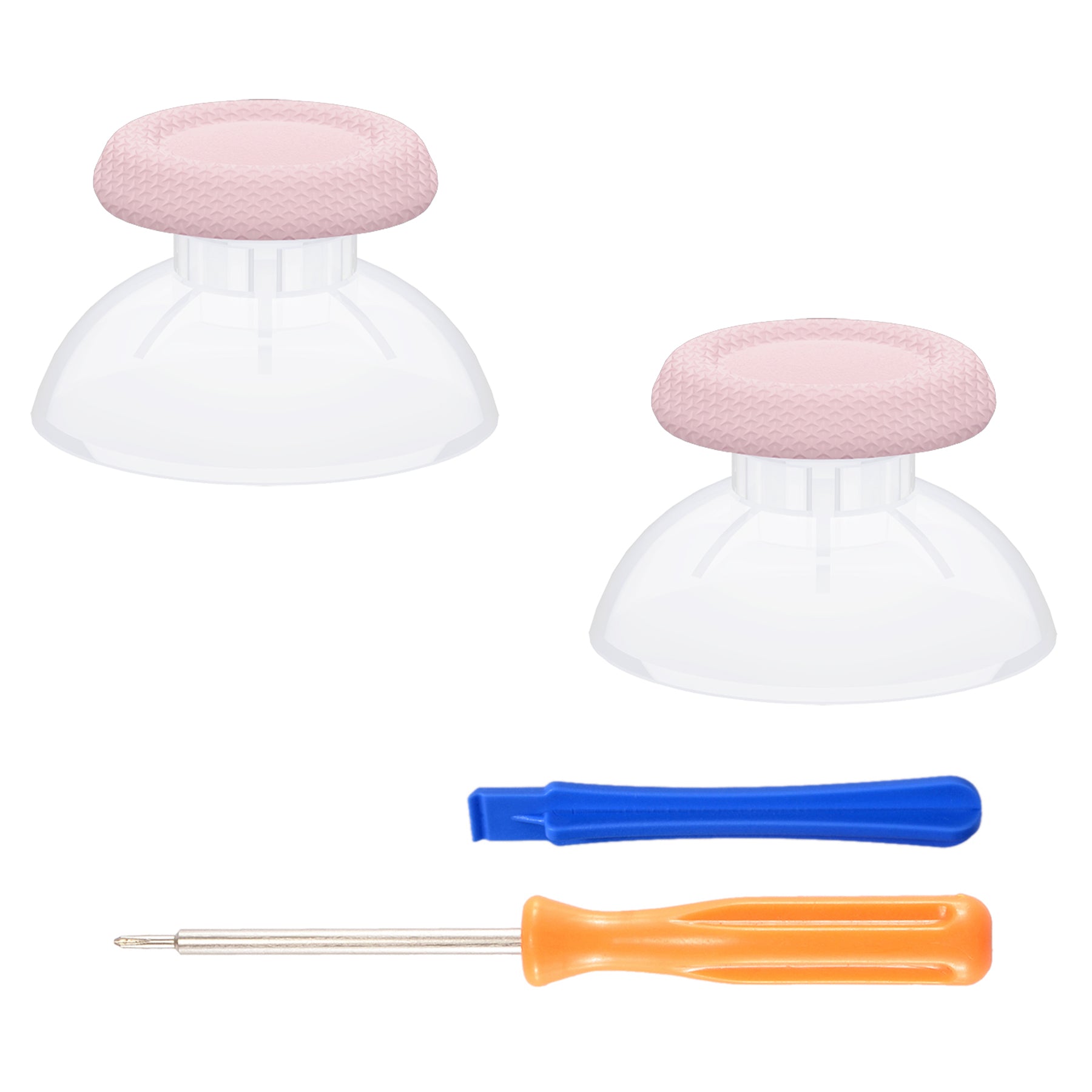 eXtremeRate Clear & Cherry Blossoms Pink Replacement Thumbsticks