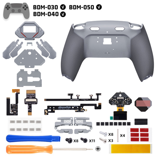 eXtremeRate SPARK Back Paddles Kit with OLED Display & Clicky Trigger Stops & Ergonomic Grips for PS5 Controller BDM-030/040/050 - Rubberized New Hope Gray & Classic Gray