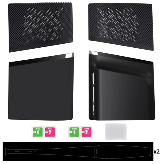 eXtremeRate eXcover Replacement Top Bottom Cover Side Panel with Cooling Vent for PS5 Slim Disc Edition Console - Black