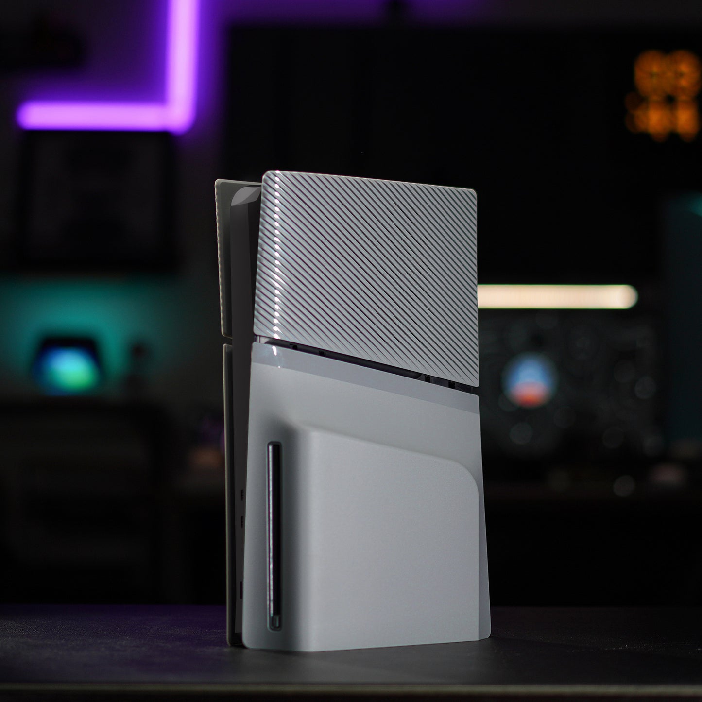 eXtremeRate eXcover Replacement Top Bottom Cover Side Panel with Cooling Vent for PS5 Slim Disc Edition Console - New Hope Gray