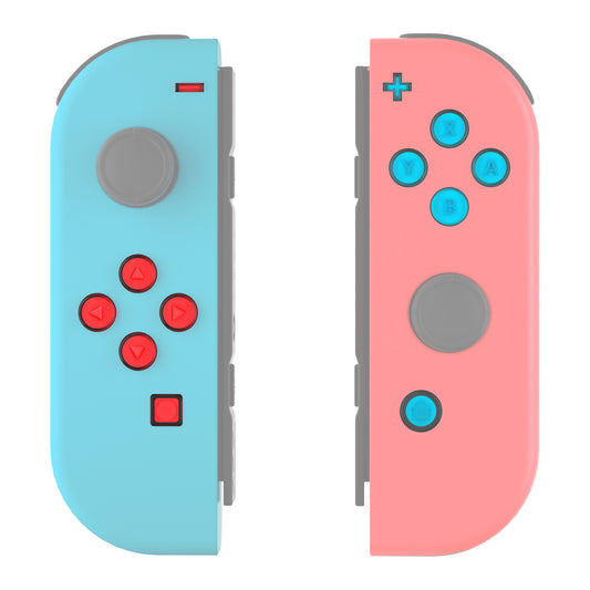 eXtremeRate Retail Replacement Controller ABXY Direction Home Capture + - Jelly Buttons, Two-Tone Pale New Hope Red & Blue & Clear with Symbols Action Face Keys for Nintendo Switch & Switch OLED Joy-con - JoyCon NOT Included - AJ7011