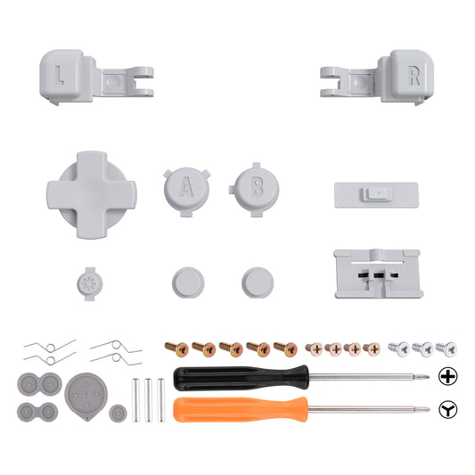 eXtremeRate Retail Light Gray Custom Full Set Buttons for Gameboy Advance SP, Replacement A B L R Button Power On Off Volume Button D-pad Key for GBA SP Console - Console NOT Included - ASPJ112