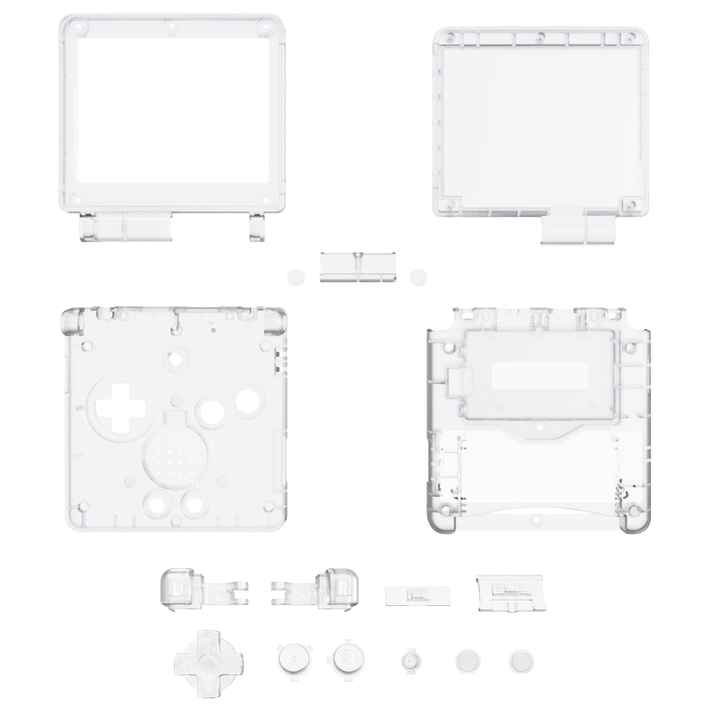 eXtremeRate Retail IPS Ready Upgraded eXtremeRate Clear Custom Replacement Housing Shell for Gameboy Advance SP GBA SP – Compatible with Both IPS & Standard LCD – Console & Screen NOT Included - ASPM5001