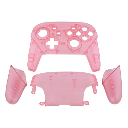 eXtremeRate Retail Cherry Pink Faceplate Backplate Handles for Nintendo Switch Pro Controller, DIY Replacement Grip Housing Shell Cover for Nintendo Switch Pro - Controller NOT Included - FRM507