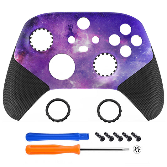 eXtremeRate Retail Nebula Galaxy ASR Version Performance Rubberized Grip Front Housing Shell with Accent Rings for Xbox Series X/S Controller - FX3C1003