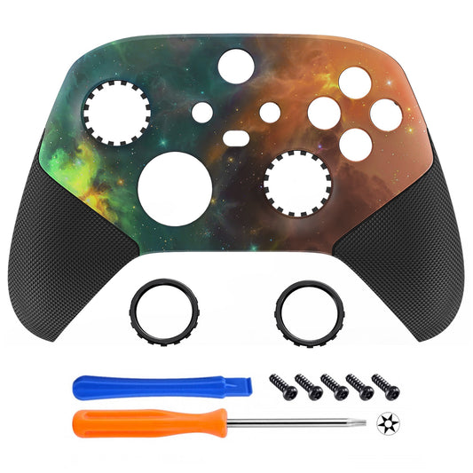 eXtremeRate Retail Orange Star Universe ASR Version Performance Rubberized Grip Front Housing Shell with Accent Rings for Xbox Series X/S Controller - FX3C1004