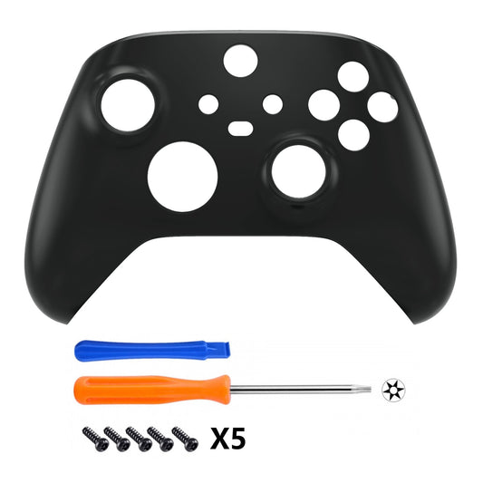 eXtremeRate Retail Solid Black Replacement Front Housing Shell for Xbox Series X Controller, Custom Cover Faceplate for Xbox Series S Controller - Controller NOT Included - FX3M508