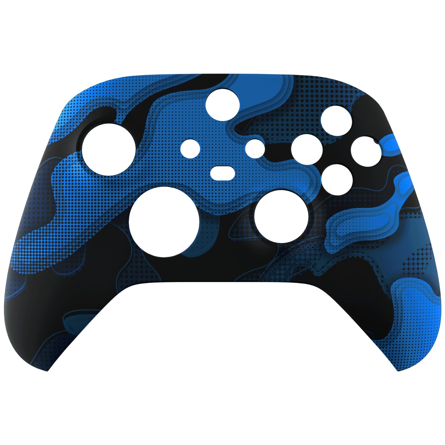 eXtremeRate Retail Blue Black Camouflage Replacement Part Faceplate, Soft Touch Grip Housing Shell Case for Xbox Series S & Xbox Series X Controller Accessories - Controller NOT Included - FX3T137