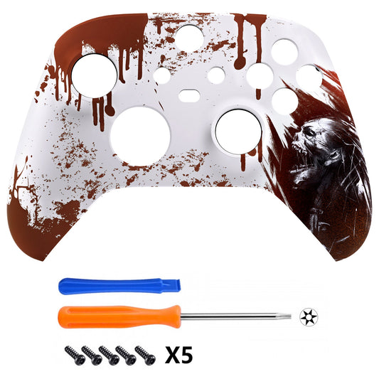eXtremeRate Retail Blood Zombie Replacement Part Faceplate, Soft Touch Grip Housing Shell Case for Xbox Series S & Xbox Series X Controller Accessories - Controller NOT Included - FX3T141