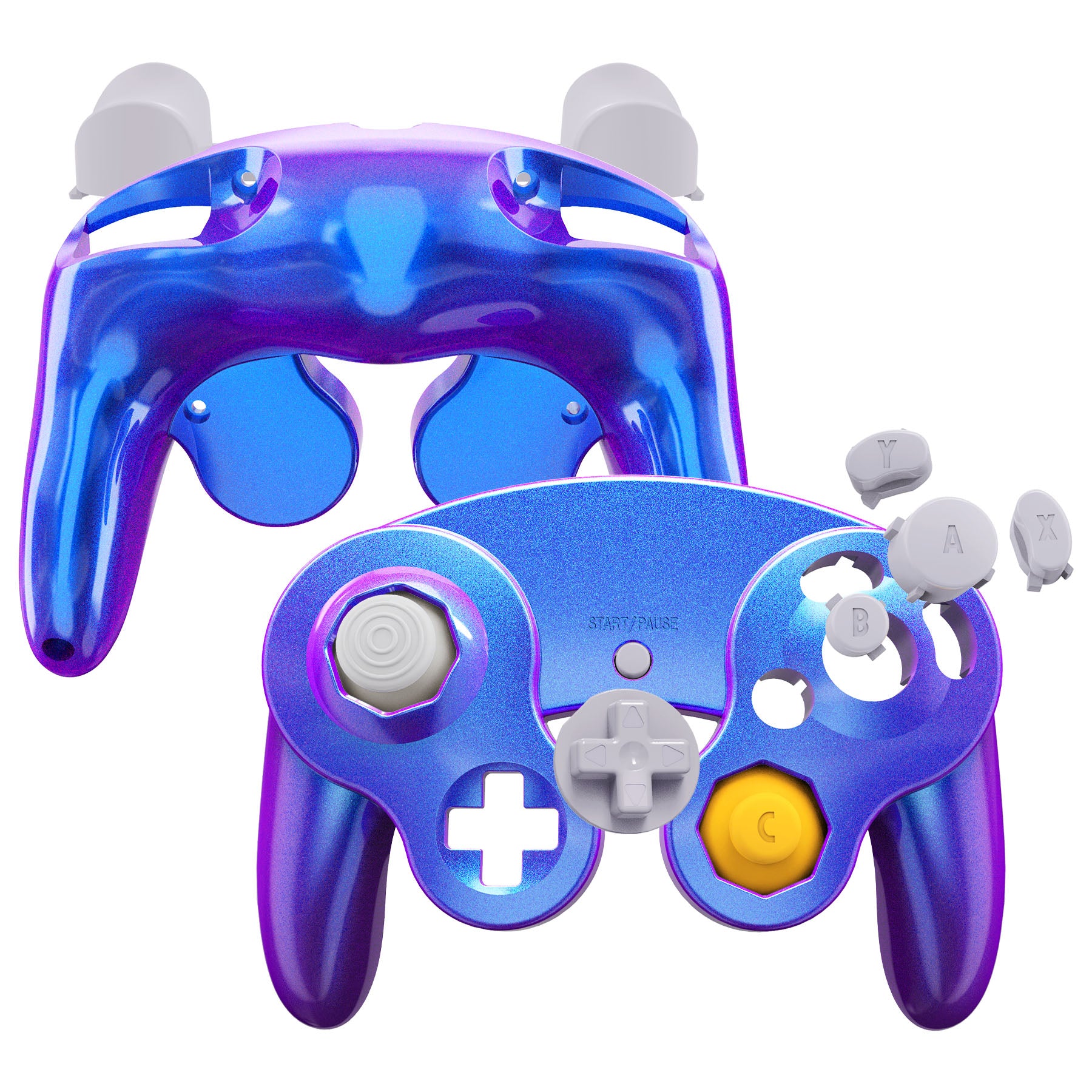 eXtremeRate Chameleon Purple Blue Glossy Faceplate Backplate for