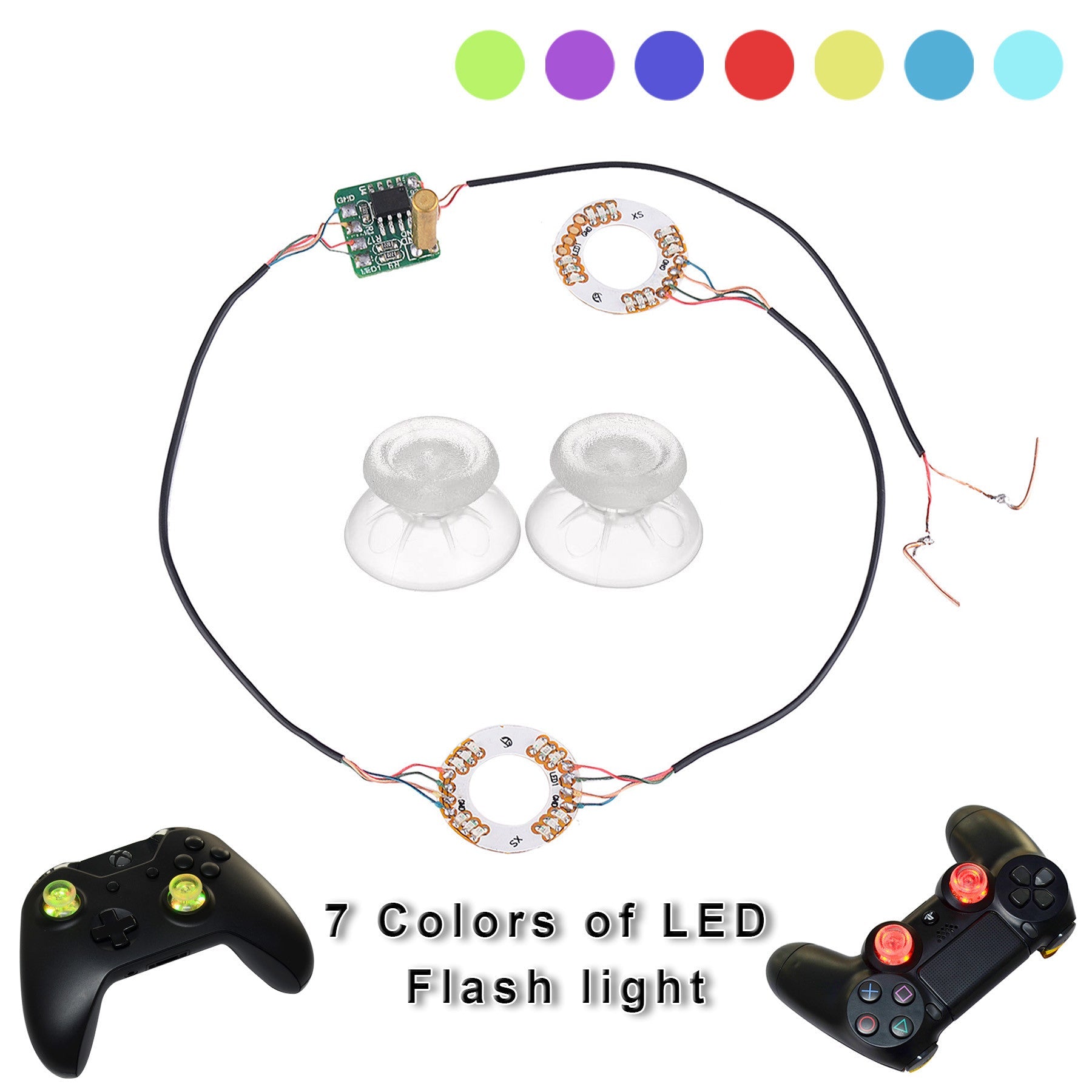 eXtremeRate DIY Button Clear Analog Thumb Sticks Led Light for PS4