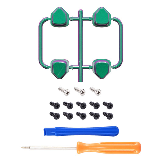 eXtremeRate Retail Ergonomic Split Dpad Buttons (SDP Buttons) for ps5 Controller, Chameleon Green Purple Independent Dpad Direction Buttons for ps5, for ps4 All Model Controller - JPF8011