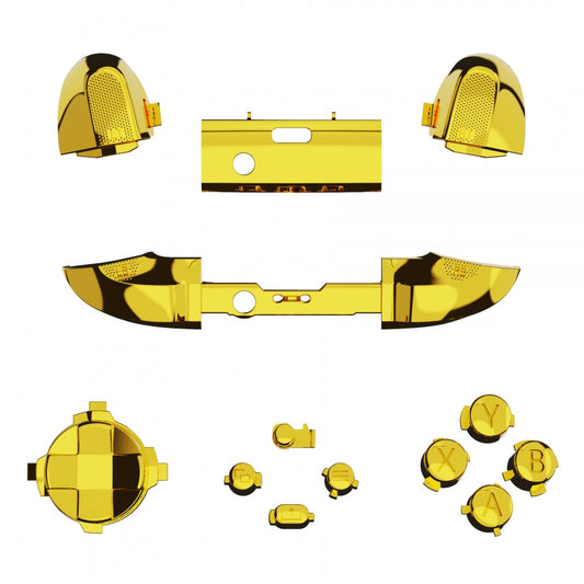 eXtremeRate Retail Chrome Gold Replacement Buttons for Xbox Series S & Xbox Series X Controller, LB RB LT RT Bumpers Triggers D-pad ABXY Start Back Sync Share Keys for Xbox Series X/S Controller - JX3201