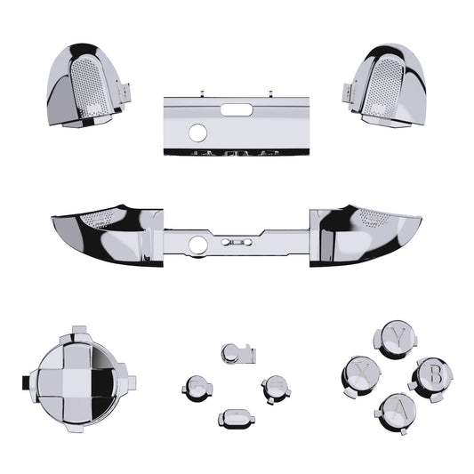 eXtremeRate Retail Chrome Silver Replacement Buttons for Xbox Series S & Xbox Series X Controller, LB RB LT RT Bumpers Triggers D-pad ABXY Start Back Sync Share Keys for Xbox Series X/S Controller - JX3202