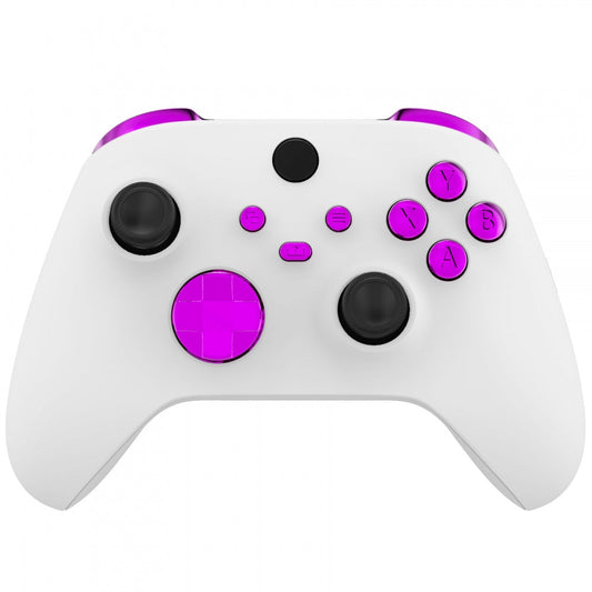 eXtremeRate Retail Chrome Purple Replacement Buttons for Xbox Series S & Xbox Series X Controller, LB RB LT RT Bumpers Triggers D-pad ABXY Start Back Sync Share Keys for Xbox Series X/S Controller - JX3205