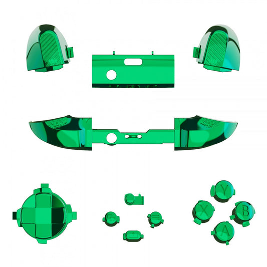 eXtremeRate Retail Chrome Green Replacement Buttons for Xbox Series S & Xbox Series X Controller, LB RB LT RT Bumpers Triggers D-pad ABXY Start Back Sync Share Keys for Xbox Series X/S Controller - JX3206