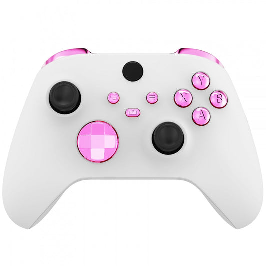 eXtremeRate Retail Chrome Pink Replacement Buttons for Xbox Series S & Xbox Series X Controller, LB RB LT RT Bumpers Triggers D-pad ABXY Start Back Sync Share Keys for Xbox Series X/S Controller - JX3207