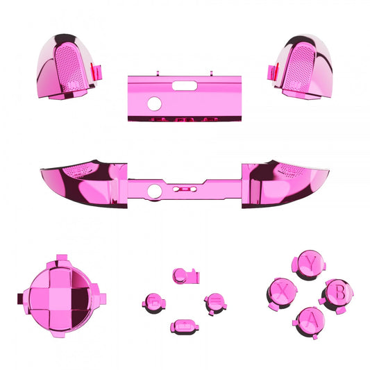 eXtremeRate Retail Chrome Pink Replacement Buttons for Xbox Series S & Xbox Series X Controller, LB RB LT RT Bumpers Triggers D-pad ABXY Start Back Sync Share Keys for Xbox Series X/S Controller - JX3207