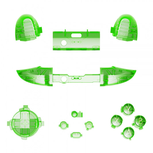 eXtremeRate Retail Transparent Green Replacement Buttons for Xbox Series S & Xbox Series X Controller, LB RB LT RT Bumpers Triggers D-pad ABXY Start Back Sync Share Keys for Xbox Series X/S Controller - JX3303