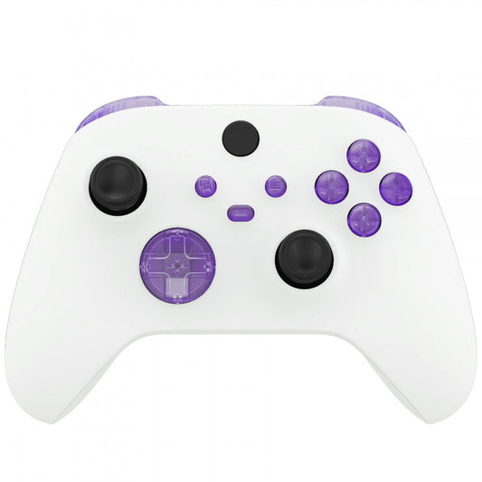 eXtremeRate Retail Clear Atomic Purple Replacement Buttons for Xbox Series S & Xbox Series X Controller, LB RB LT RT Bumpers Triggers D-pad ABXY Start Back Sync Share Keys for Xbox Series X/S Controller - JX3305