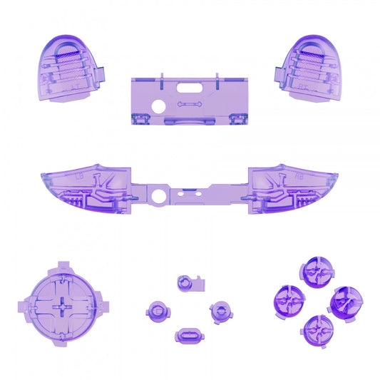 eXtremeRate Retail Clear Atomic Purple Replacement Buttons for Xbox Series S & Xbox Series X Controller, LB RB LT RT Bumpers Triggers D-pad ABXY Start Back Sync Share Keys for Xbox Series X/S Controller - JX3305