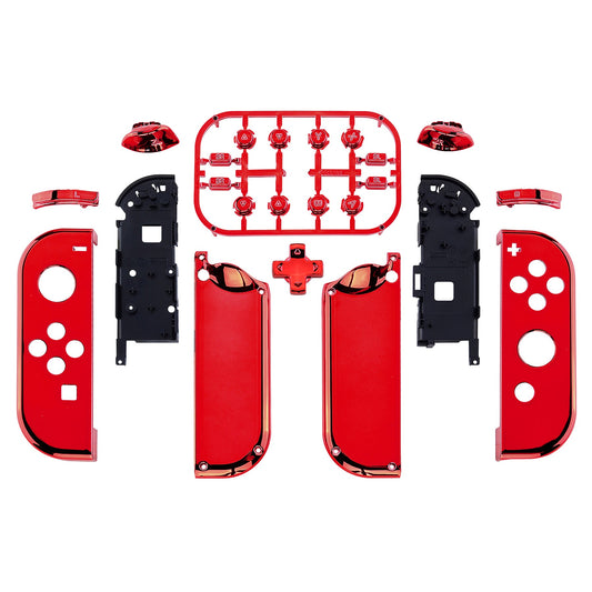 eXtremeRate Retail Chrome Red Joycon Handheld Controller Housing (D-Pad Version) with Full Set Buttons, DIY Replacement Shell Case for NS Switch JoyCon & OLED JoyCon - Console Shell NOT Included- JZD403
