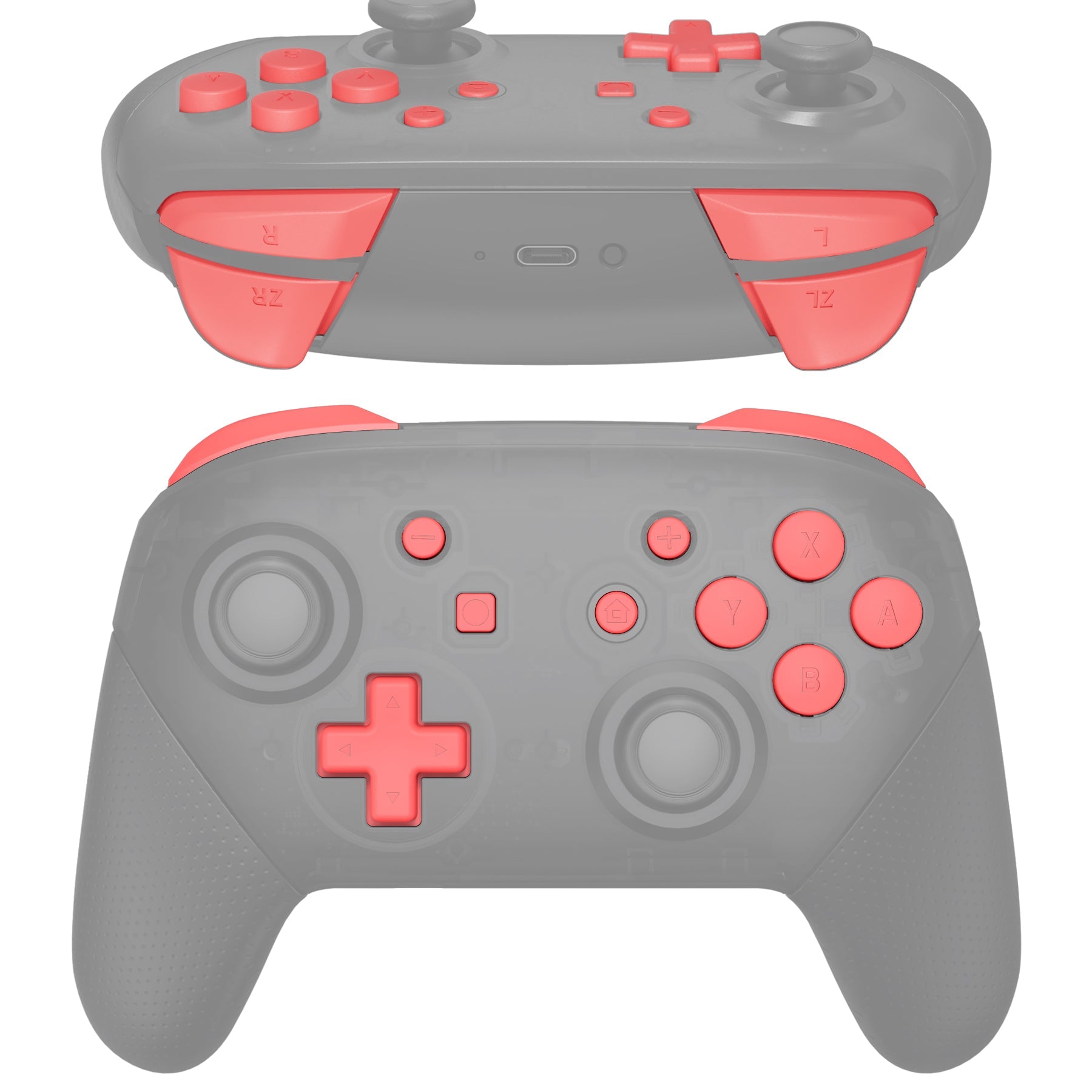 eXtremeRate Coral Repair ABXY D-pad ZR ZL L R Keys for Nintendo