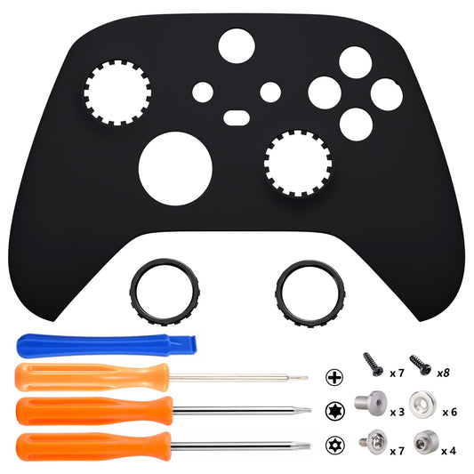 eXtremeRate Retail FaceMag Black Magnetic Replacement Front Housing Shell for Xbox Series X & S Controller, DIY Faceplate Cover with Accent Rings for Xbox Core Controller Model 1914 - Controller NOT Included - MX3P3004