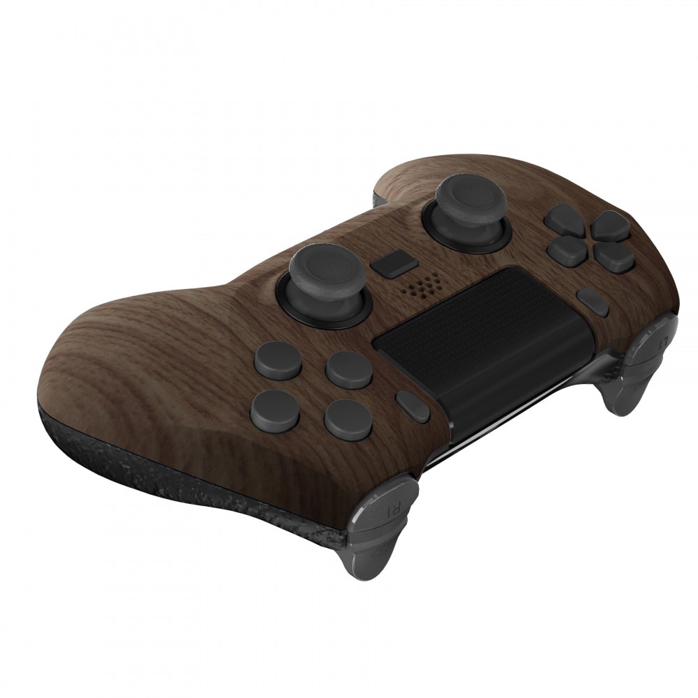 eXtremeRate Retail Wood Grain DECADE Tournament Controller (DTC) Upgrade Kit for ps4 Controller JDM-040/050/055, Upgrade Board & Ergonomic Shell & Back Buttons & Trigger Stops - Controller NOT Included - P4MG006