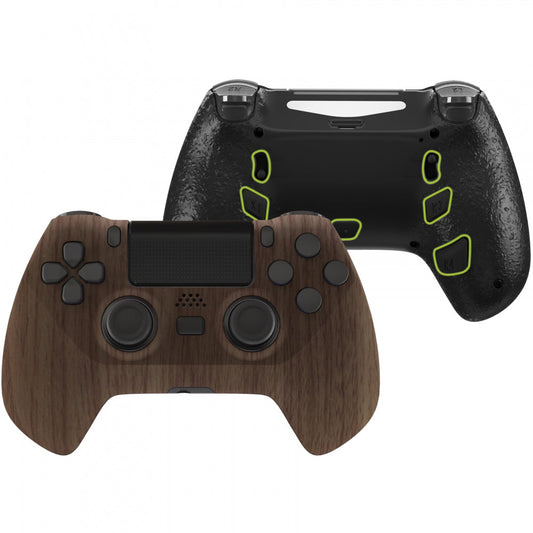 eXtremeRate Retail Wood Grain DECADE Tournament Controller (DTC) Upgrade Kit for ps4 Controller JDM-040/050/055, Upgrade Board & Ergonomic Shell & Back Buttons & Trigger Stops - Controller NOT Included - P4MG006
