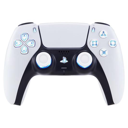 eXtremeRate Retail Multi-Colors Luminated Dpad Thumbstick Share Home Face Buttons for PS5 Controller, White Classical Symbols Buttons DTF V3 LED Kit for PS5 Controller - Controller NOT Included - PFLED06G2