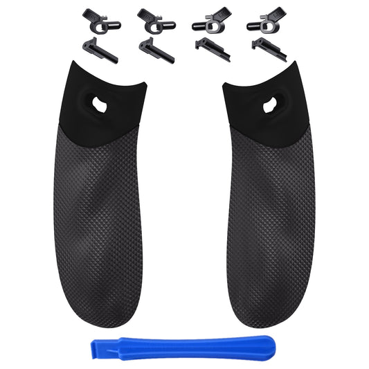 eXtremeRate Retail Black FLEXOR Rubberized Side Rails Grips Trigger Stop Kit for Xbox Series X/S Controller, Anti-Slip Ergonomic Trigger Stopper Handle Grips for Xbox Core Controller - Diamond Textured - PX3Q3001