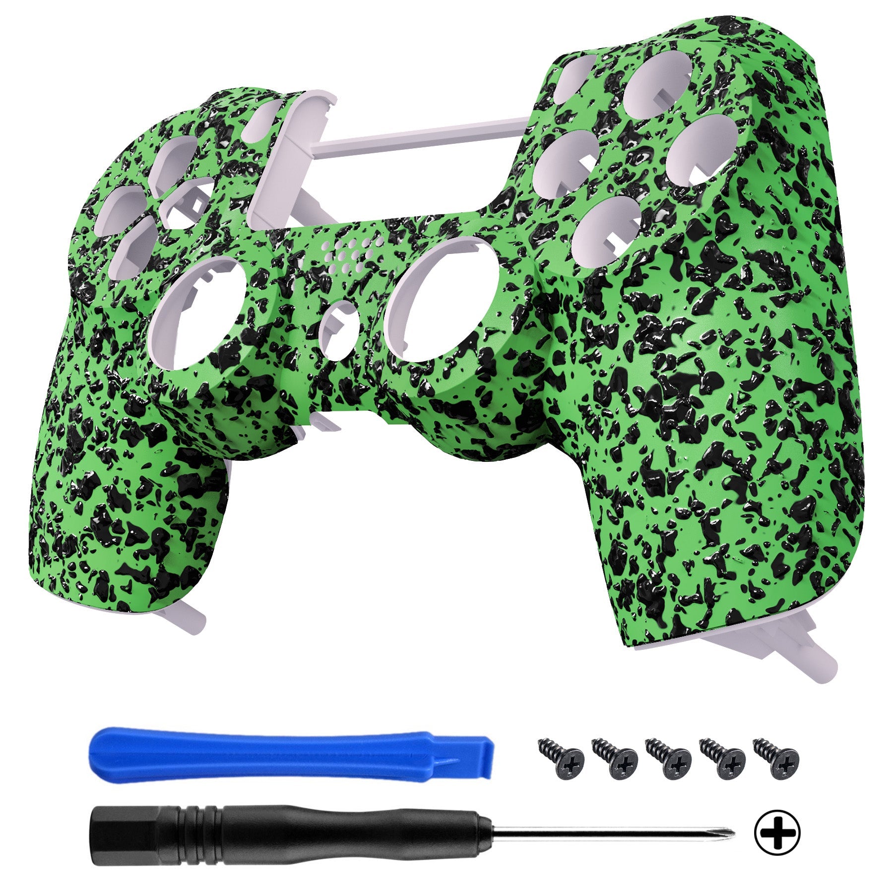 eXtremeRate Textured Green 3D Splashing Custom DIY Faceplate Shell