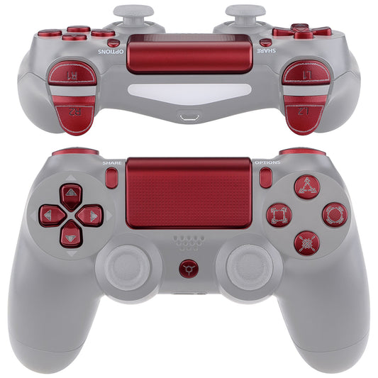 eXtremeRate Retail Scarlet Red Classical Symbols Replacement Full Set Buttons for ps4 Slim ps4 Pro CUH-ZCT2 Controller - Compatible with ps4 DTFS LED Kit - Controller NOT Included - SP4J0502