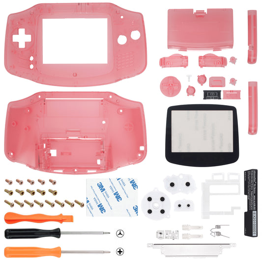 eXtremeRate Retail IPS Ready Upgraded eXtremeRate Cherry Pink Replacement Shell Full Housing Cover & Black Screen Lens for Gameboy Advance – Compatible with Both IPS & Standard LCD – Console & IPS Screen NOT Included - TAGM5007B