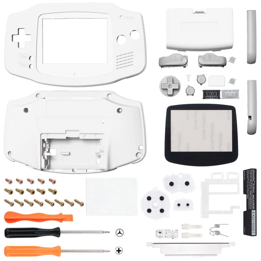 eXtremeRate Retail IPS Ready Upgraded White Soft Touch GBA Replacement Shell Full Housing Cover with Buttons for Gameboy Advance - Compatible with Both IPS & Standard LCD - Console & IPS Screen NOT Included - TAGP3008
