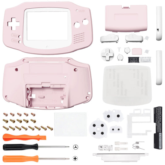 eXtremeRate Retail IPS Ready Upgraded Cherry Blossoms Pink Soft Touch GBA Replacement Shell Full Housing Cover Buttons for Gameboy Advance - Compatible with Both IPS & Standard LCD - Console & IPS Screen NOT Included - TAGP3012