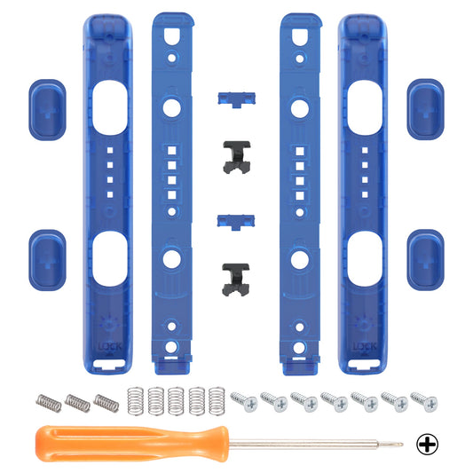 eXtremeRate Retail Clear Blue Replacement shell for NS Switch Joycon Strap, Custom Joy-Con Wrist Strap Housing Buttons for NS Switch - 2 Pack - UEM504