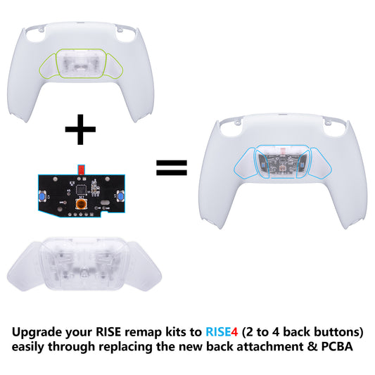 eXtremeRate Retail Turn RISE to RISE4 Kit - Redesigned Transparent Clear K1 K2 K3 K4 Back Buttons Housing & Remap PCB Board for ps5 Controller eXtremeRate RISE & RISE4 Remap kit - Controller & Other RISE Accessories NOT Included - VPFM5003P