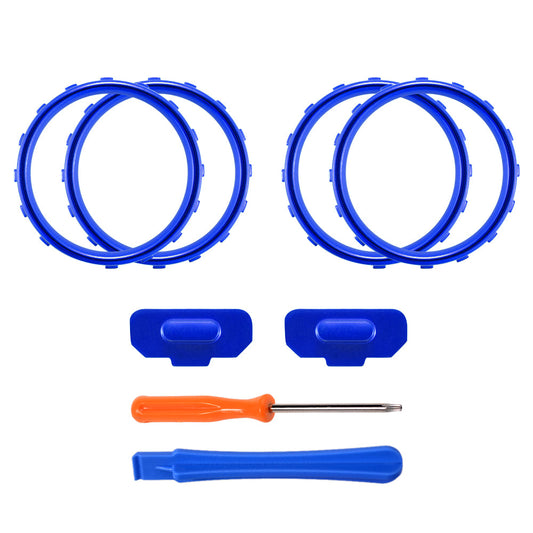eXtremeRate Retail Custom Matte Chrome Blue Design Button Accent Rings for Xbox One Elite (Model 1698) Controller - XOJ130015GC