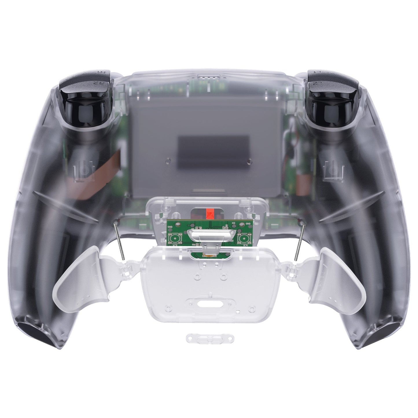 eXtremeRate Retail Clear Back Paddles Remappable Rise Remap Kit for ps5 Controller with Upgrade Board & Redesigned Back Shell & Back Buttons Attachment for ps5 Controller BDM-010 & BDM-020 - XPFM5001G2